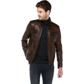 Dericlub E-1084 Camel Antik Deri Erkek Mont Battal