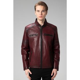 Dericlub E2214 Bordo Jumbo Gerçek Deri Erkek Mont