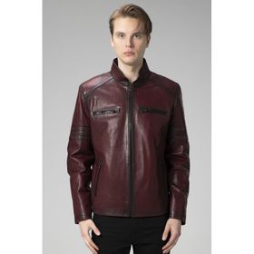 Dericlub E2214 Bordo Jumbo Gerçek Deri Erkek Mont