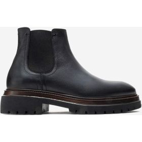 Dericlub FR 541455 Siyah Casual Chelsea Gerçek Deri Erkek Bot