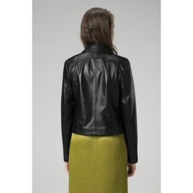 Dericlub VGN1 Siyah Crop Fit Gerçek Deri Kadın Mont