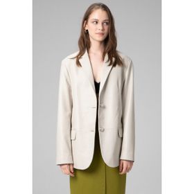 Dericlub WM005 Bej Blazer Kadın Deri Ceket