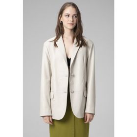 Dericlub WM005 Bej Blazer Kadın Deri Ceket