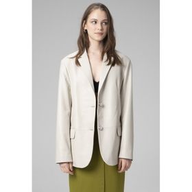 Dericlub WM005 Bej Blazer Kadın Deri Ceket