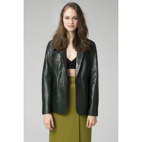 Dericlub WM011 Yeşil Gerçek Deri Kadın Blazer Ceket