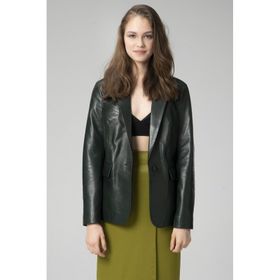 Dericlub WM011 Yeşil Gerçek Deri Kadın Blazer Ceket