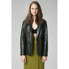 Dericlub WM011 Yeşil Gerçek Deri Kadın Blazer Ceket