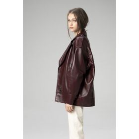 Dericlub WM019 Oversize Biker Deri Bordo Kadın Mont
