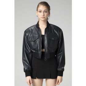 Dericlub WM036 Ribanalı Gerçek Deri Crop Mont
