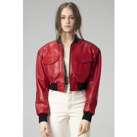 Dericlub WM036 Ribanalı Gerçek Deri Crop Mont