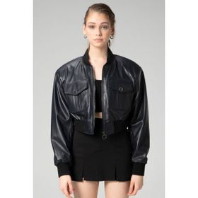 Dericlub WM036 Ribanalı Gerçek Deri Crop Mont