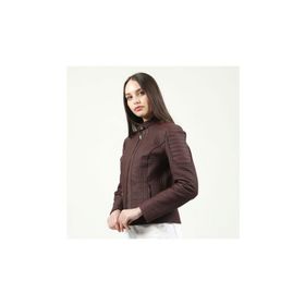 Dericlub YB-1055 P Gummy Petek Desen Gerçek Deri Bordo Kadın Mont