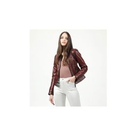 Dericlub YB-2028 Gerçek Deri Bordo Kadın Mont