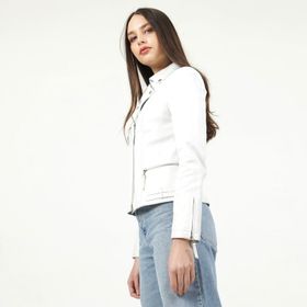 Dericlub YB-2039 Gerçek Deri Beyaz Kadın Mont