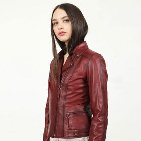 Dericlub YB-2039 Gerçek Deri Bordo Kadın Mont