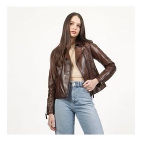 Dericlub YB-2039 Gerçek Deri Camel Antik Kadın Mont
