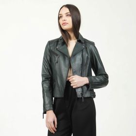 Dericlub YB-2039 Gerçek Deri Yeşil Kadın Mont