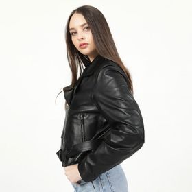 Dericlub YB-2043 Lacivert Deri Kadın Mont