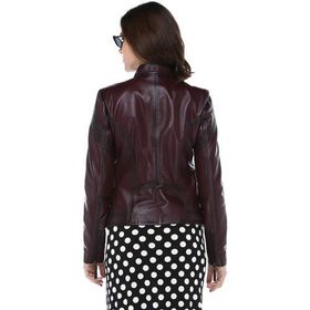 Dericlub YB-2085 Gerçek Deri Bordo Kadın Mont