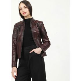 Dericlub YB-2085 Gerçek Deri Bordo Kadın Mont