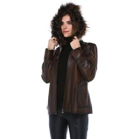 Dericlub YB-2096 Camel Kuzu Derisi Kadın Mont