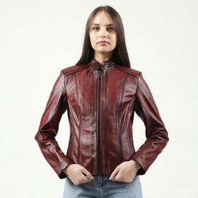 Dericlub YB-2112 Gerçek Deri Bordo Kadın Mont