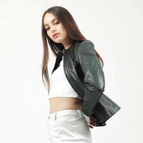 Dericlub YB-2112 Gerçek Deri Yeşil Kadın Mont