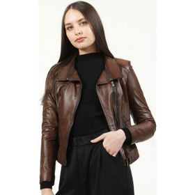 Dericlub YB-2120 Camel Battal Deri Kadın Mont