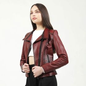 Dericlub YB-2120 Gerçek Deri Bordo Kadın Mont