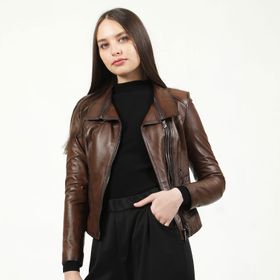 Dericlub YB-2120 Gerçek Deri Camel Antik Kadın Mont