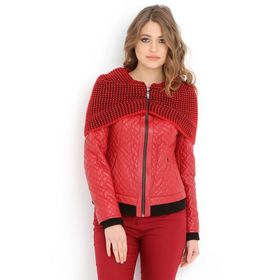 Dericlub YB-2126 Gerçek Deri Kırmızı Kadın Mont