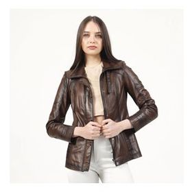 Dericlub YB-2139 Gerçek Deri Camel Antik Kadın Ceket