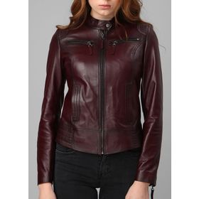 Dericlub YB-2143 Gerçek Deri Bordo Kadın Mont