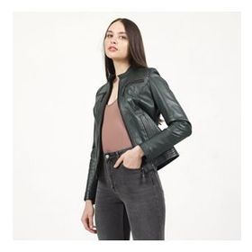 Dericlub YB-2143 Gerçek Deri Bordo Kadın Mont