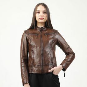 Dericlub YB-2143 Gerçek Deri Camel Antik Kadın Mont