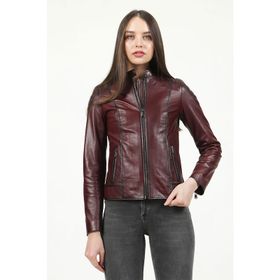 Dericlub YB-2156 Bordo Deri Kadın Mont