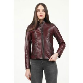 Dericlub YB-2156 Bordo Deri Kadın Mont