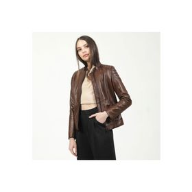 Dericlub YB-2156 Gerçek Deri Camel Antik Kadın Mont