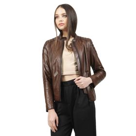 Dericlub YB-2156 Gerçek Deri Camel Antik Kadın Mont