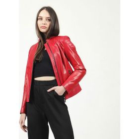 Dericlub YB-2156 Kırmızı Deri Kadın Mont