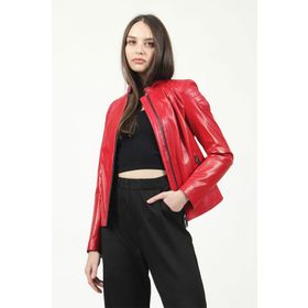 Dericlub YB-2156 Kırmızı Deri Kadın Mont