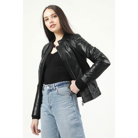 Dericlub YB-2156 Siyah Deri Kadın Mont