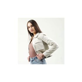 Dericlub YB-VGN1 Crop Fit Gerçek Deri Bej Kadın Mont