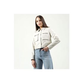 Dericlub YB-VGN1 Crop Fit Gerçek Deri Bej Kadın Mont