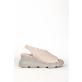 Dericlub ZY 7712 Bej Kadın Bantlı Dolgu Taban Comfort Günlük Sandalet