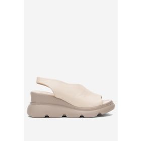 Dericlub ZY 7712 Bej Kadın Bantlı Dolgu Taban Comfort Günlük Sandalet