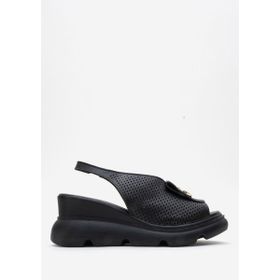 Dericlub ZY 8067 Siyah Dolgu Topuk Tokalı Casual Kadın Sandalet
