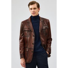 Derimod 16WGD6154L7 Kevin Erkek Kahverengi Blazer Deri Ceket