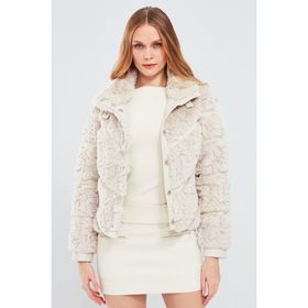 Derimod 22WGD5019FF Melrose Kadın Beyaz Teddy Deri Mont