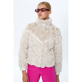 Derimod 22WGD5019FF Melrose Kadın Beyaz Teddy Deri Mont